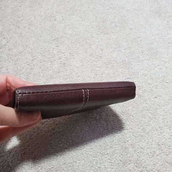 FOSSIL Genuine Leather Tri-Fold Wallet Pebbled Retro Neutral Brown 5.5" x 3.5" - Picture 3 of 13